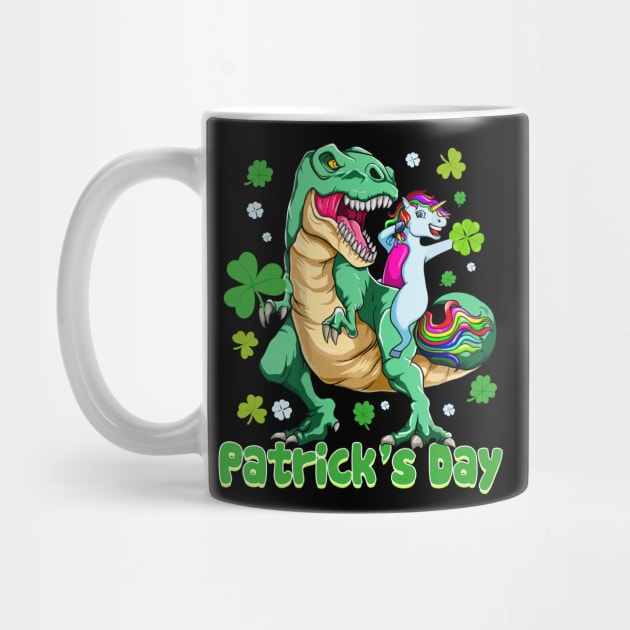 Unicorn Ridding Dinosaur Patrick's Day by Hensen V parkes